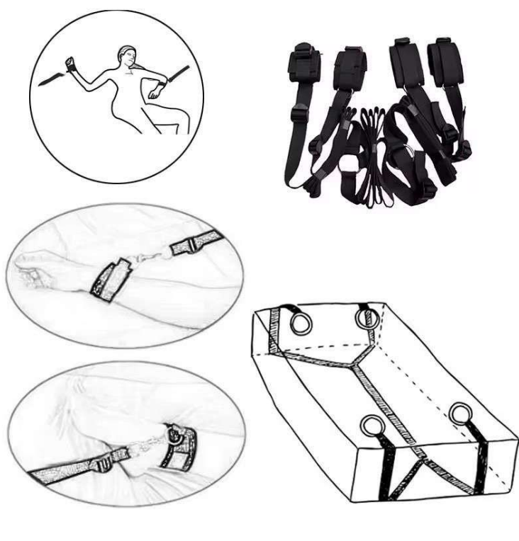 Sex Tie Ups Under Mattress Resistant Straps King Bed Restraint Kit for Couples Sex Handcuff Toys Bandaged Rope Cord