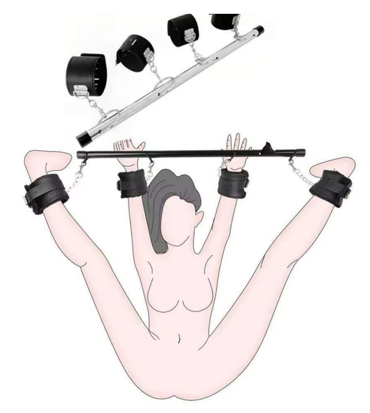 Spreader Bar Heavy Duty Stainless Steel Expandable Home Gym with 4pcs Furry Adjustable Strap