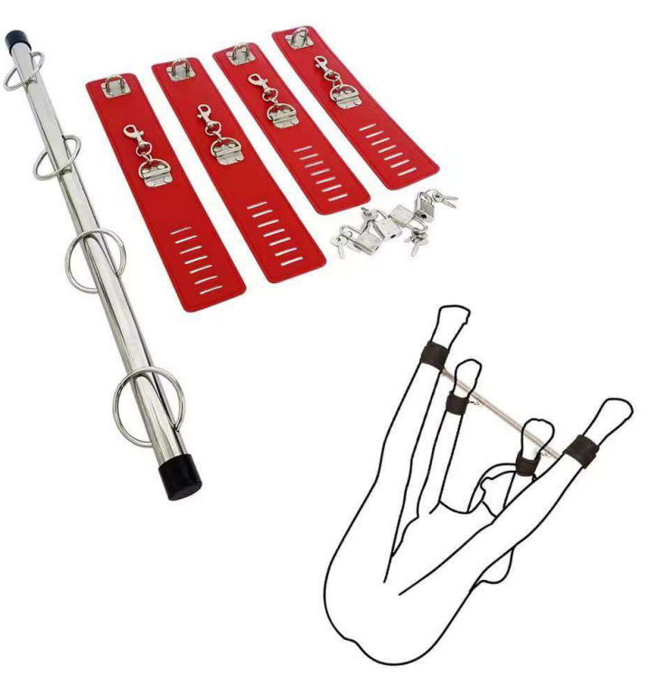 Spreader Bar Heavy Duty Stainless Steel Expandable Home Gym with 4pcs Furry Adjustable Strap